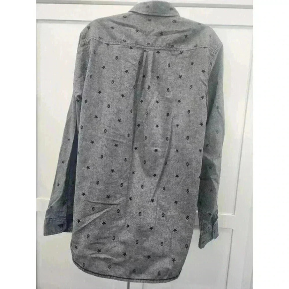 Burnside Shirt Men's Large Grey Long Sleeve Cotton Blend Button Up Dollar Sign $ - Picture 3 of 6